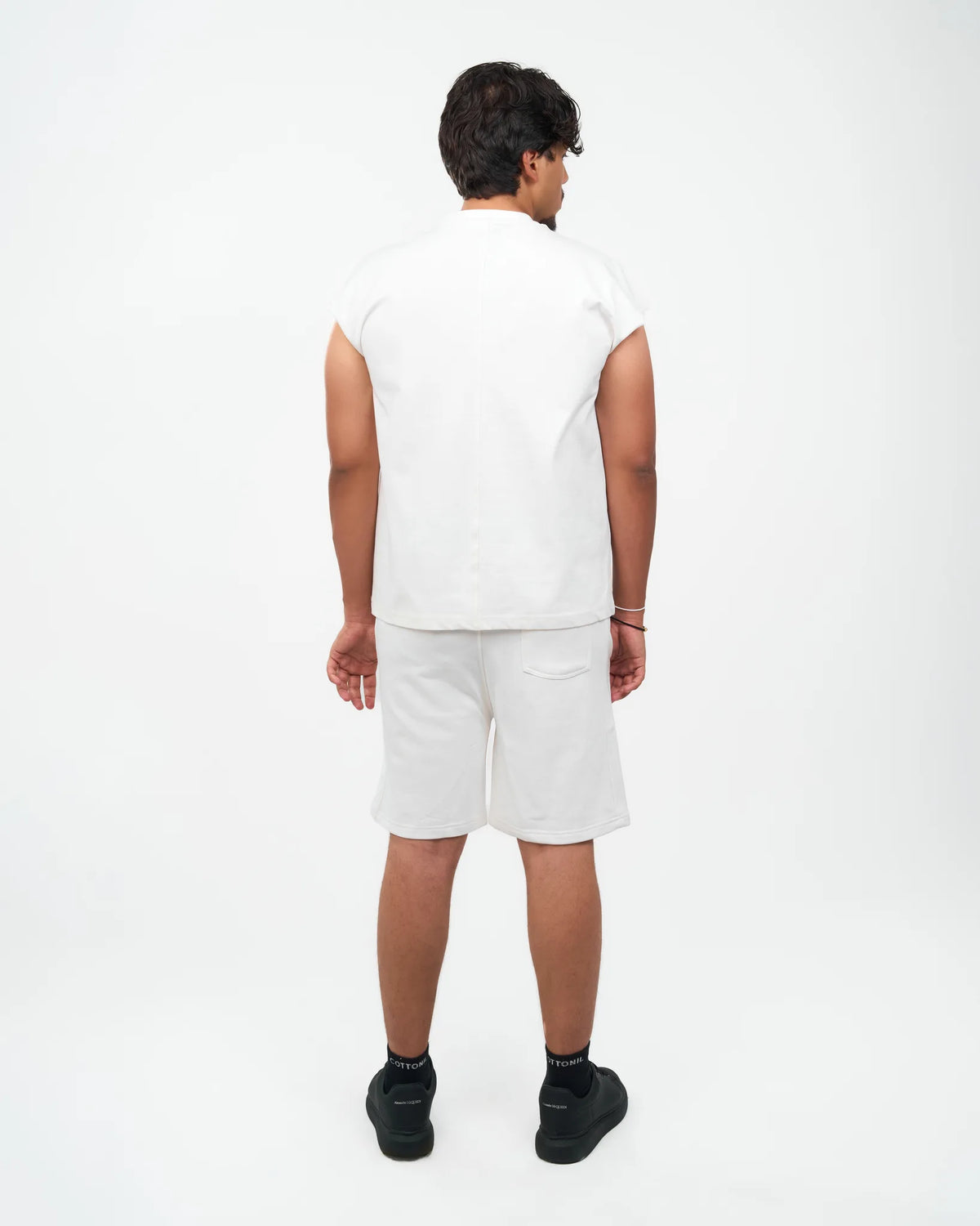 White Rolled-Sleeve Muscle T-Shirt